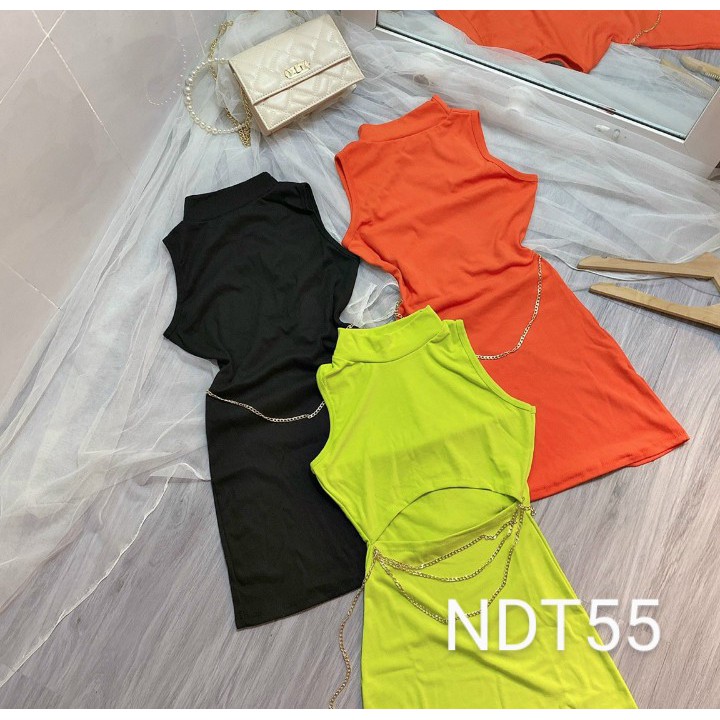 Đầm khoét eo phối xích chất vải Borip Cam Kết Hàng Y Hình Kèm Ảnh Thật Chính Chủ ( Size từ 40-53kg )