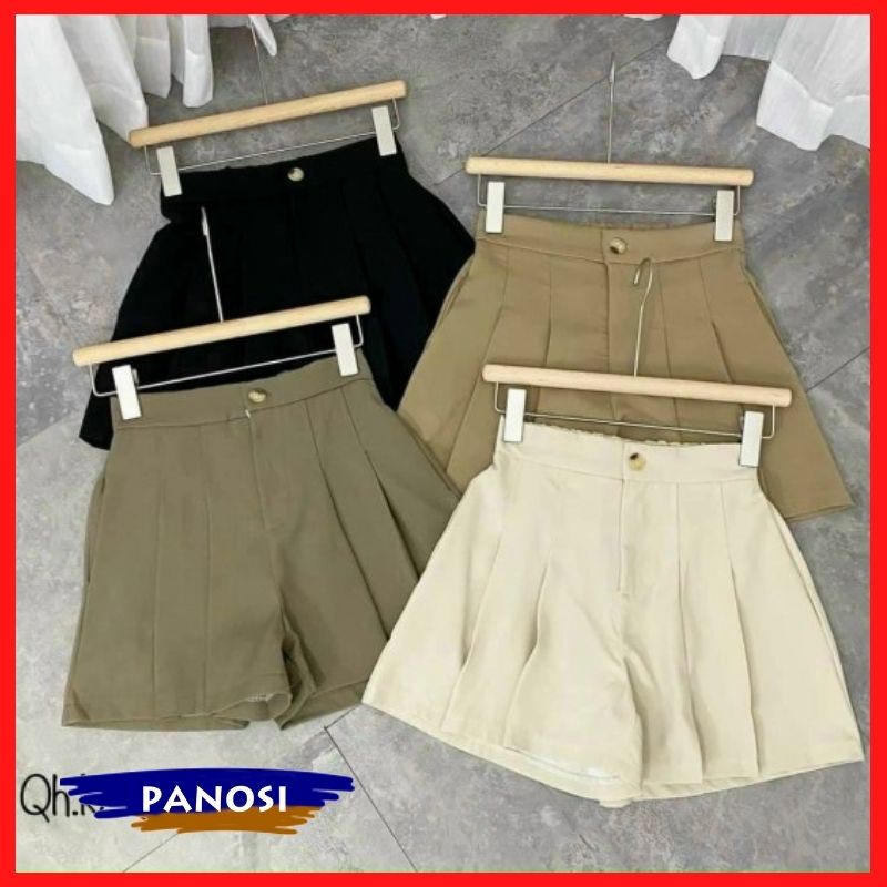 Quần short nữ xếp ly quần đùi nữ tuyết mưa đính cúc sang trọng PANOSI - Mã Q623