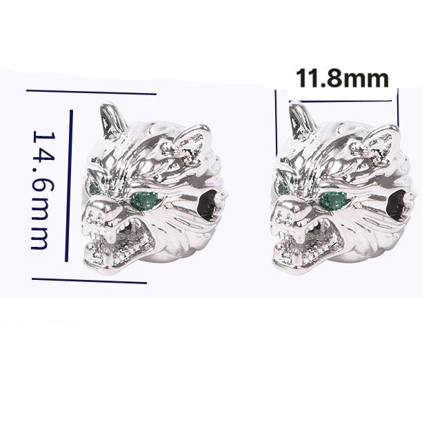 Đầu Sói - Charm Phụ kiện trang sức xâu vòng tay nam nữ, chuỗi hạt bằng kim loại đồng zircon