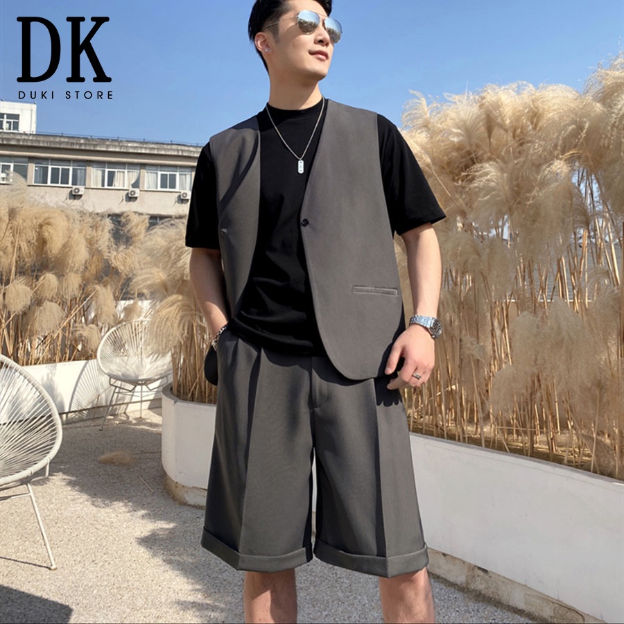 Áo khoác gile blazer nam màu xám cực ngầu - DUKI STORE