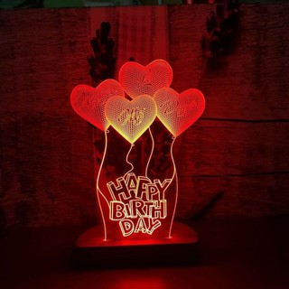 Đèn Led 3D HAPPY BIRTHDAY - Quà tặng đèn ngủ, trang trí, để bàn, khắc tên theo yêu cầu