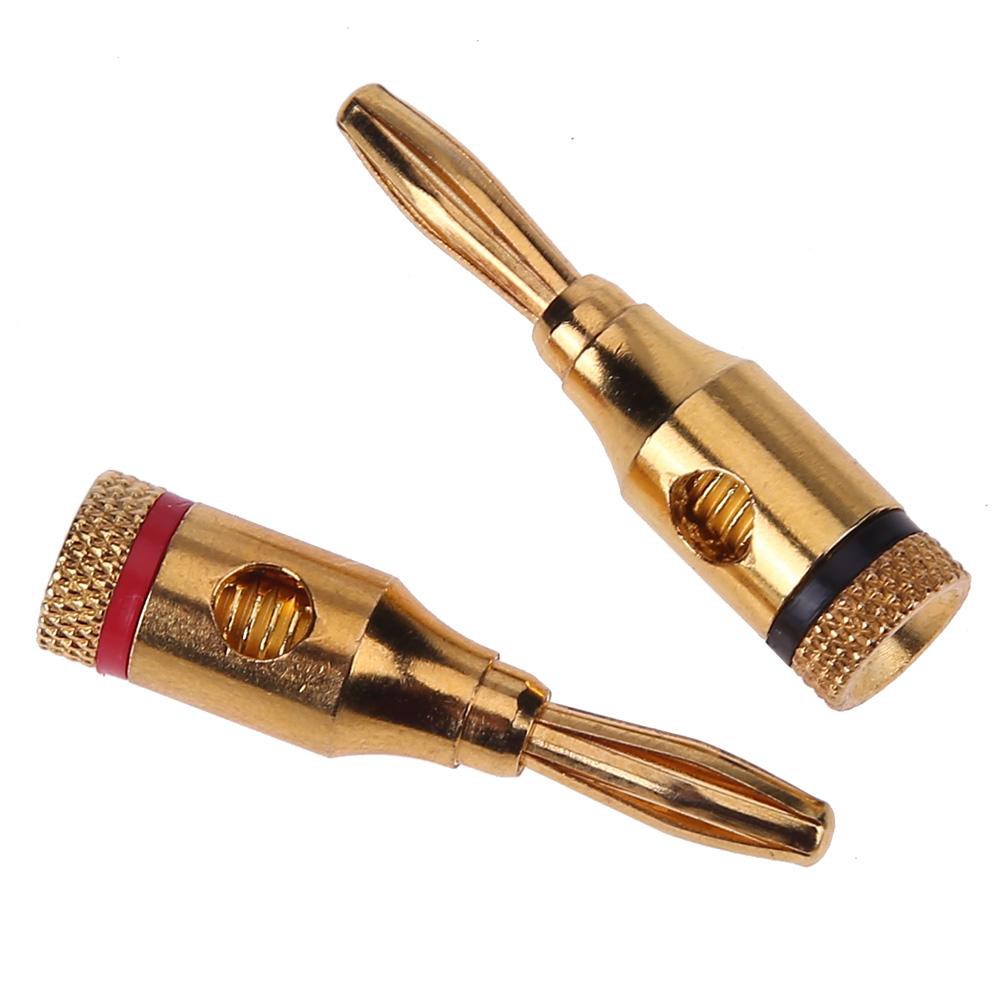 2pcs Mini Gold-plated Plugs Musical Audio Speaker Cable Wire Connectors Gadget