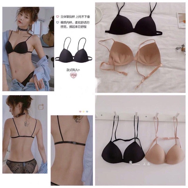 Áo lót nữ dây mảnh, áo BRA ĐÚC SU, cài sau, Có đệm ngực