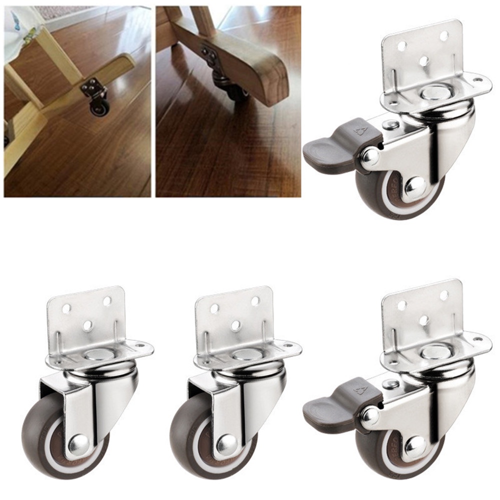Bộ 4 bánh xe bằng cao su mềm hình chữ L có thể xoay dùng cho xe đẩy em bé