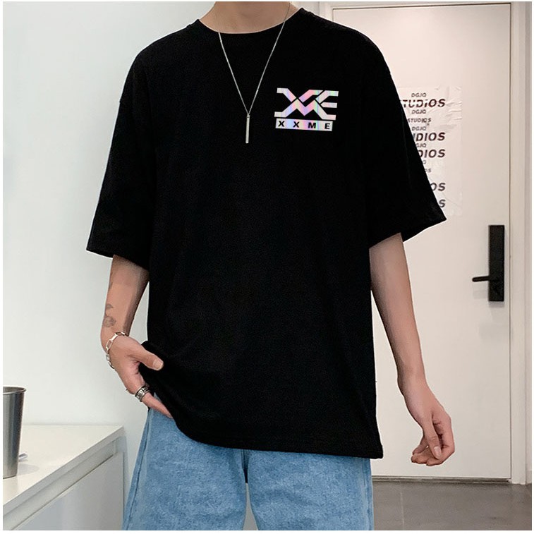 Áo thun phản quang tay lỡ unisex 85% cotton Nam nữ form rộng phong cách ulzzang Pi fashion