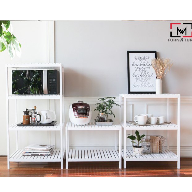 Kệ lò vi sóng 4 tầng gỗ thông nhập khẩu nhiều màu MW FURNITURE - Nội thất phòng bếp