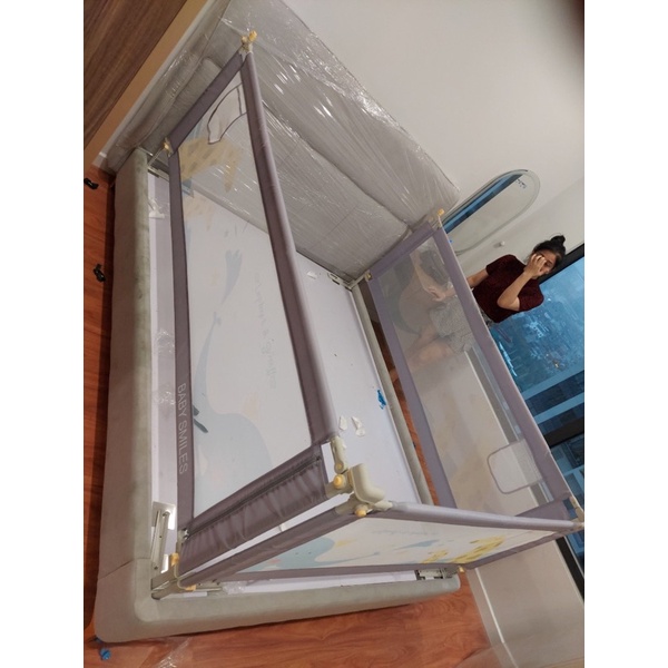 (Bản nâng cấp 2022) Thanh Chắn Giường BABY SMILES hạ chéo 1 bên, độ cao tuỳ chỉnh 65-95CM