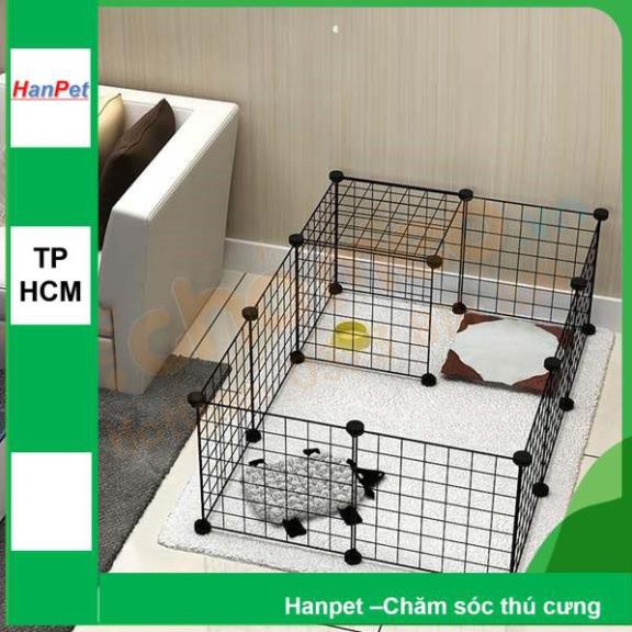 Hanpet.GV- Chuồng quây chó mèo sóc thỏ 12 Miếng (11 sắt + 1 cửa + chốt)  Chuồng quây chó mèo