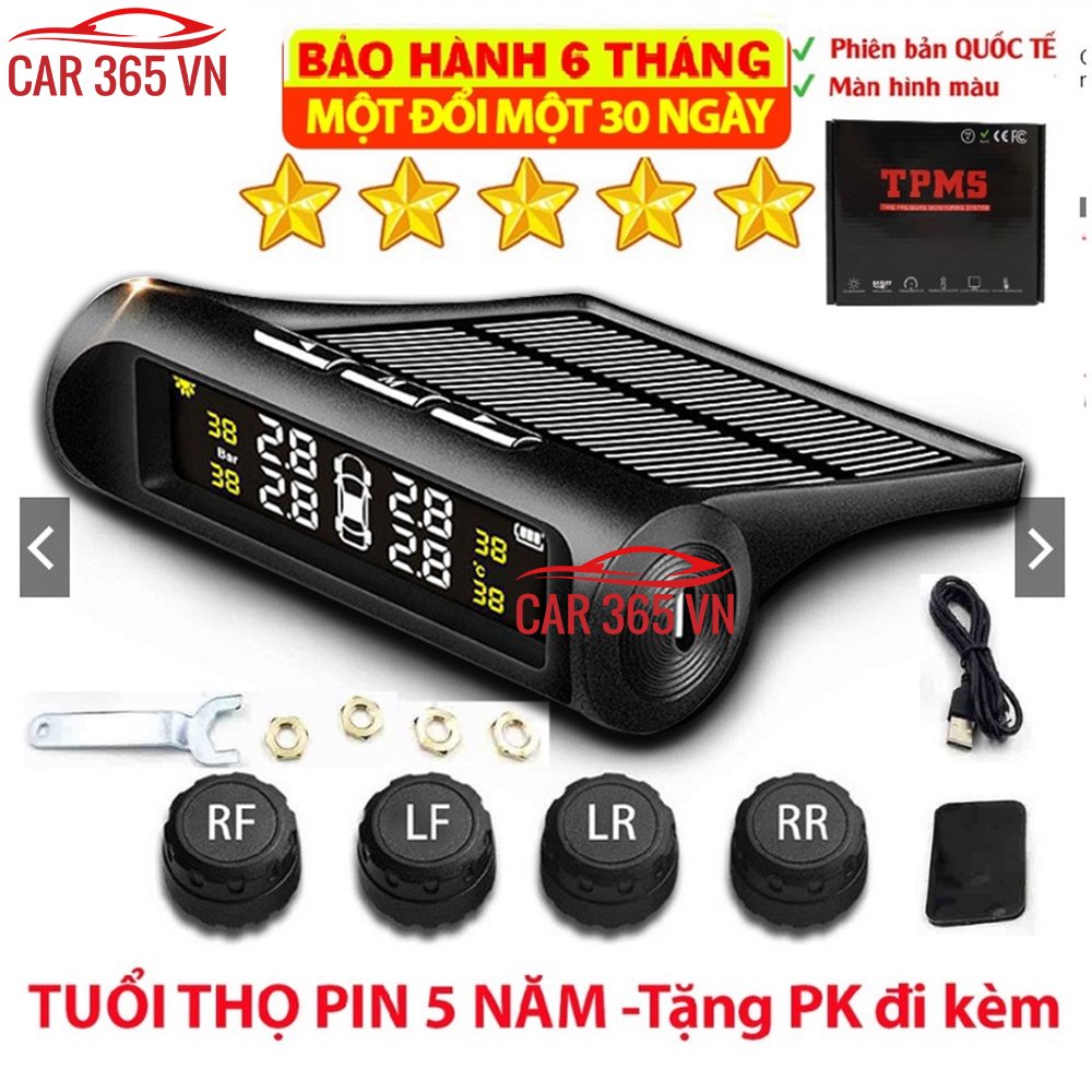 Cảm biến áp suất lốp ô tô xe hơi Màu Đen -  Trắng TPMS Cao Cấp Van Ngoài CAR29