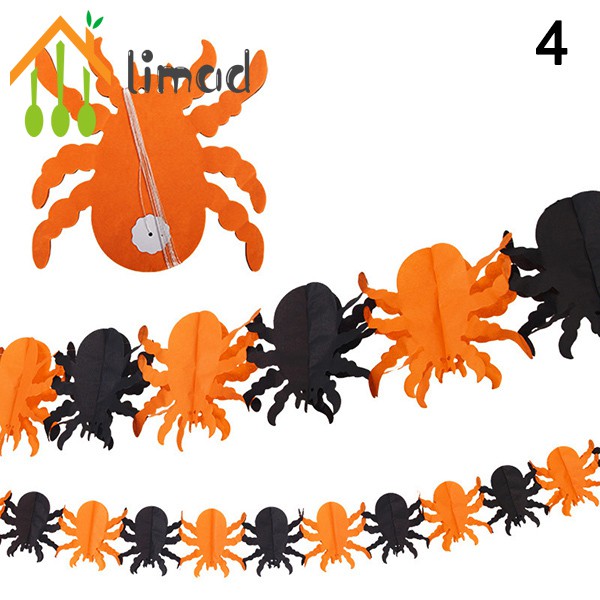 limad Halloween Paper Bunting Banner Pumpkin Bat Spider Ghost Home Party DIY Decoration