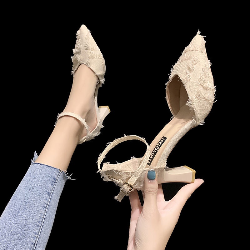 Xăng đan Cao Gót Mũi Nhọn Thời Trang Xuân Hè 2021