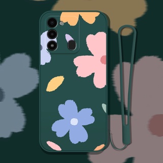 Ốp Điện Thoại TPU Silicon Mềm Họa Tiết Hoa Đơn Giản Gắn Dây Đeo Cho infinix tecno spark 8c