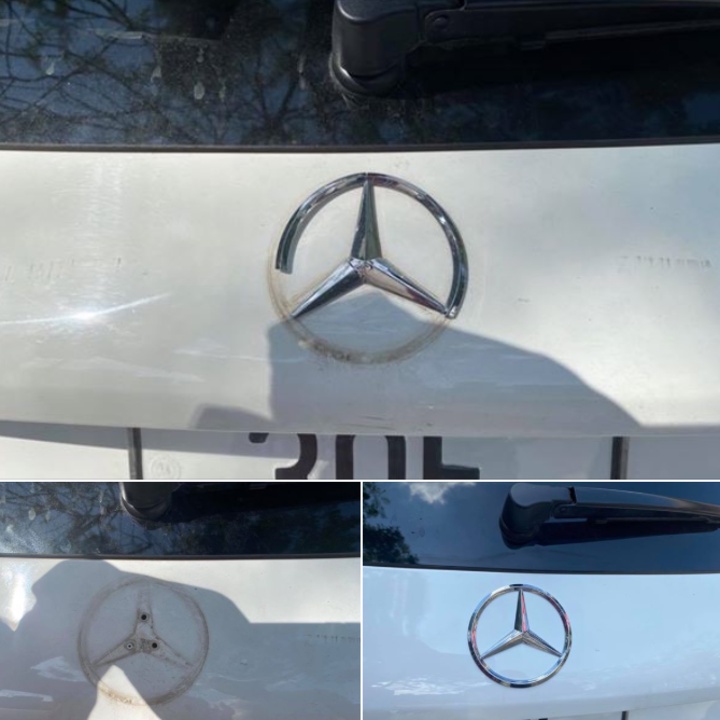 Logo biểu tượng sau xe ô tô Mercedes, chất liệu nhựa ABS cao cấp