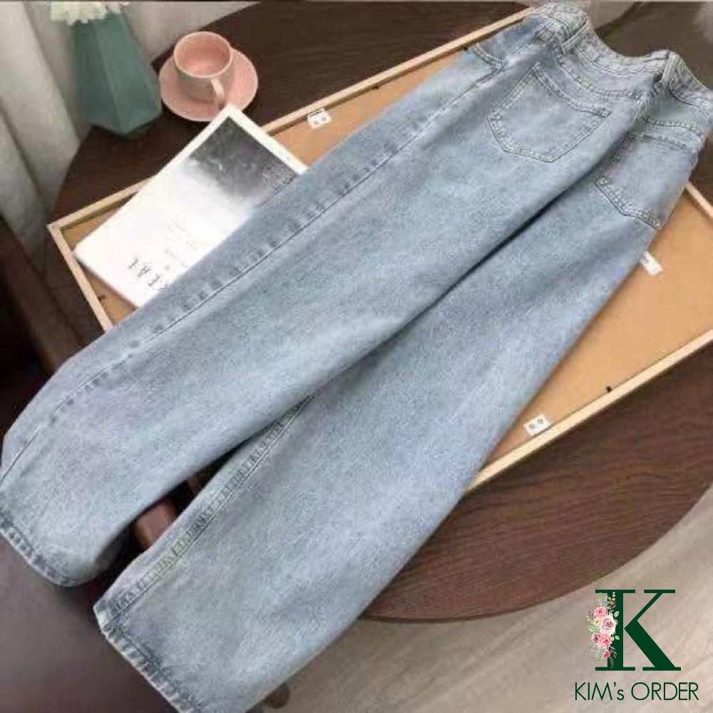 Quần jean nữ màu xanh nhạt ống suông phom rộng lưng cao basic phong cách Ulzzang Hàn Quốc, năng động, cá tính loại xịn