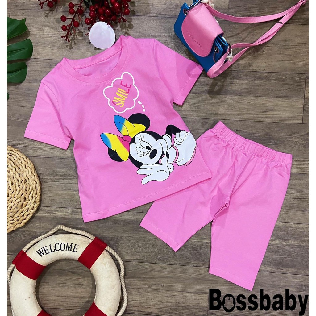 Đồ bộ ngắn tay,bộ bé gái hinh MECKEY SMMIILE cho be từ 6kg-29kg.BDBG26.