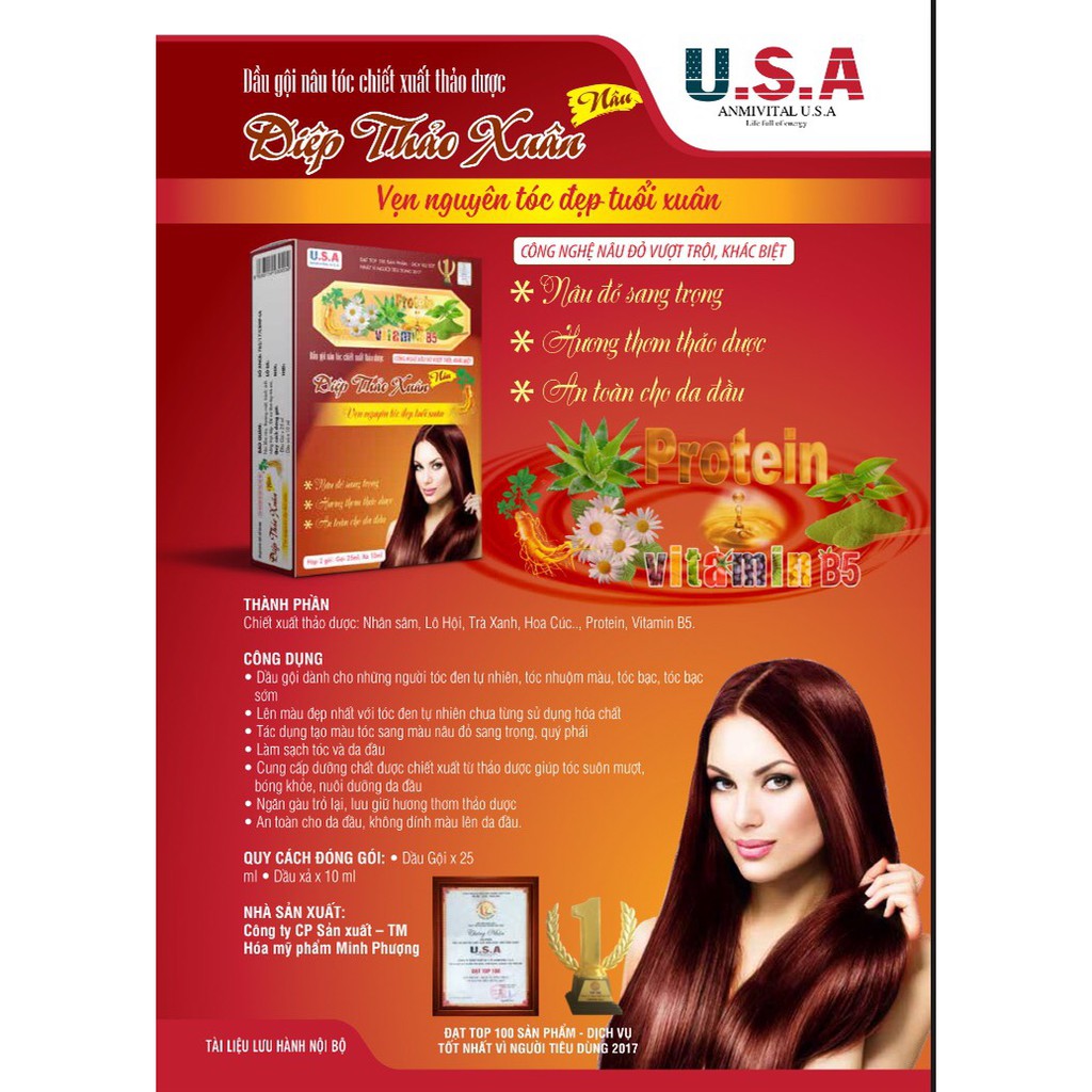 Dầu gội Diệp Thảo Xuân Màu nâu đỏ