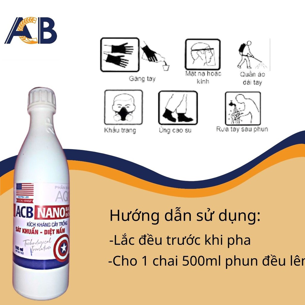 Phân bón Nano BẠC ĐỒNG 500ml Quốc Tế ACB sát khuẩn diệt, nấm