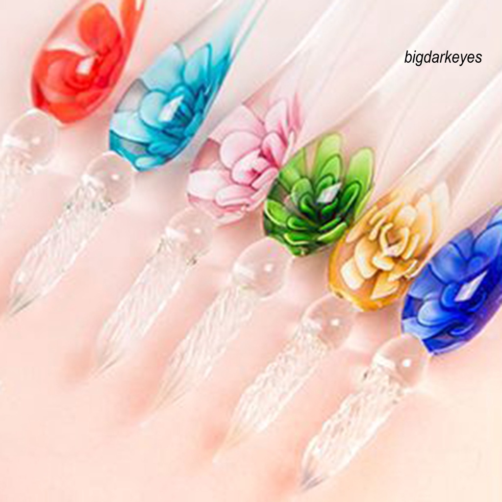 1 Bộ Bút Máy Hình Hoa Pha Lê Mịn Màng Nhỏ Gọn Kèm Mực