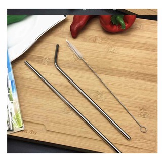 Ống hút inox 304, set 3 cây( cong, thẳng, cọ vệ sinh)