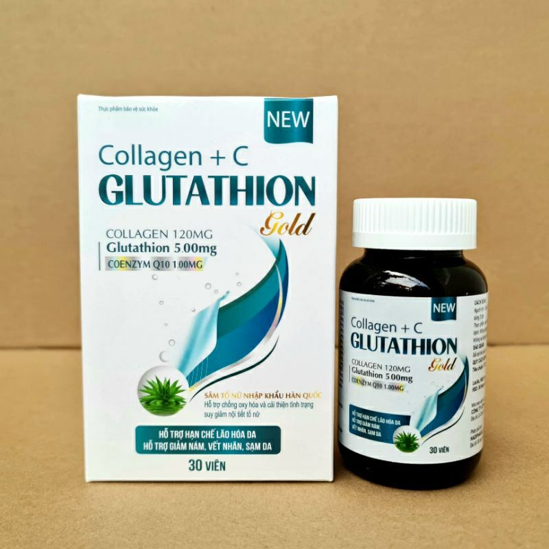 Collagen glutathione gold hộp 30v date 2024