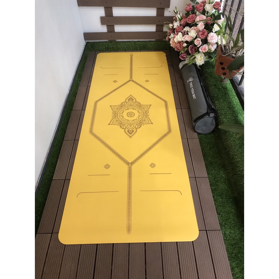 thảm tập yoga tại nhà định tuyến vàng cao su PU cao cấp, dày 5mm