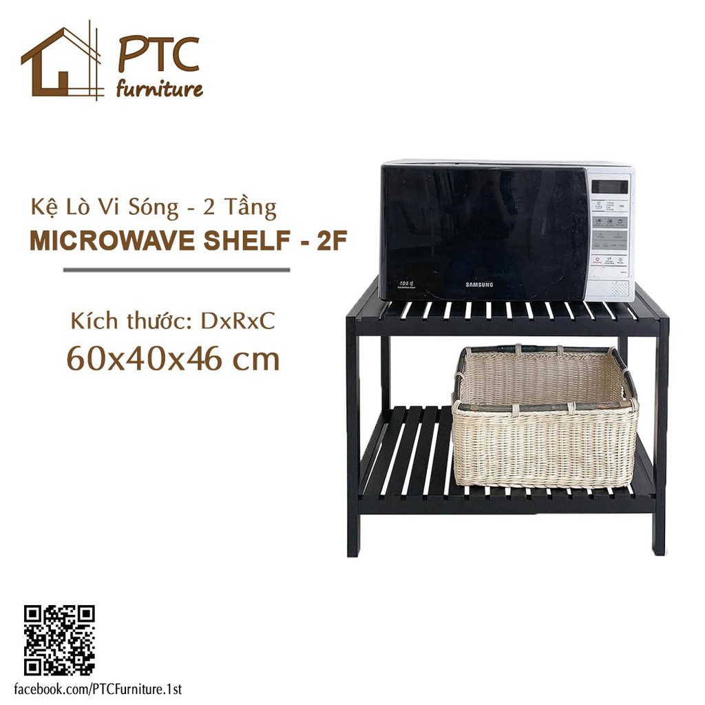 [ Sale Sốc ] Kệ Để Lò Vi Sóng Kệ Đa Năng Gỗ Thông 2T PTC FURNITURE Oven Rack 2F Nội Thất Lắp Ráp