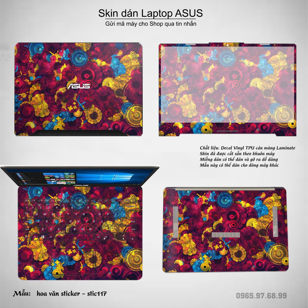 Skin dán Laptop Asus in hình Hoa văn sticker _nhiều mẫu 19 (inbox mã máy cho Shop)