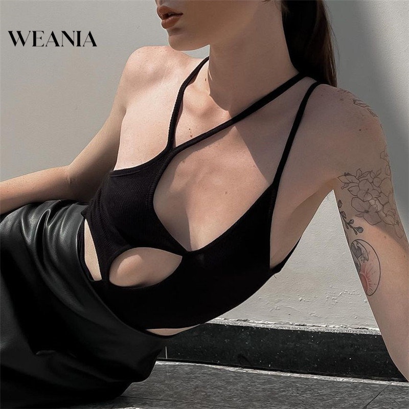 Bộ Áo Liền Quần Khoét Lỗ Màu Trơn Quyến Rũ Cho Nữ