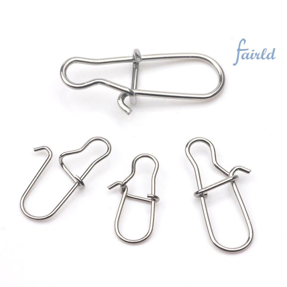 50pcs Fast Clip Lock Snap Swivel Solid Rings Safety Snaps Fishing Hook Connector