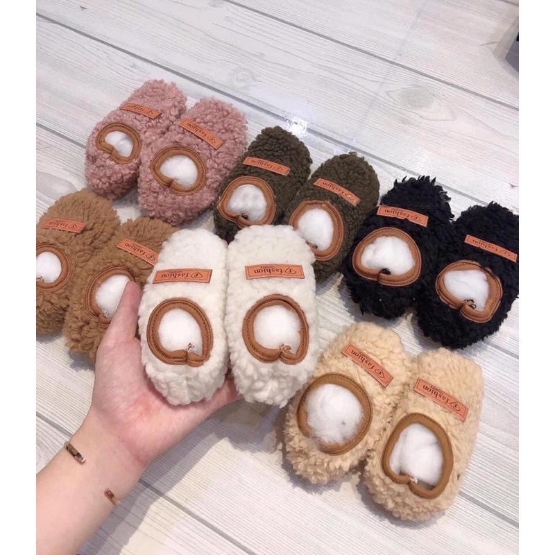 Giày Lông Cừu, Tất Lông Cừu Mềm Mại Siêu Ấm Cho Bé Trai Bé Gái Tập Đi