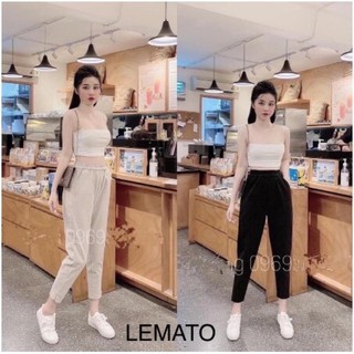 Quần baggy dạ nữ 💖FREESHIP💖 Quần dạ nữ cạp chun cúc ống dễ thương