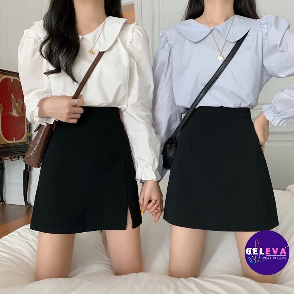 Chân váy chữ a ngắn công sở xòe cao cấp cạp lưng cao Hàn quốc kiểu Ulzzang xẻ trước đẹp, Chân váy ngắn chữ a body xinh -