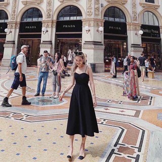 ĐẦM MAXI ĐEN 2 DÂY ĐAN CHÉO LƯNG