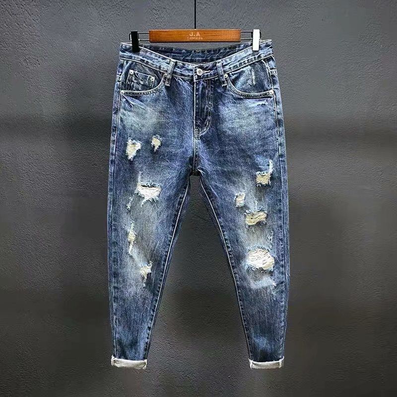 Quần Jeans Nam Rách Gối Thời Trang Mùa Hè Mới