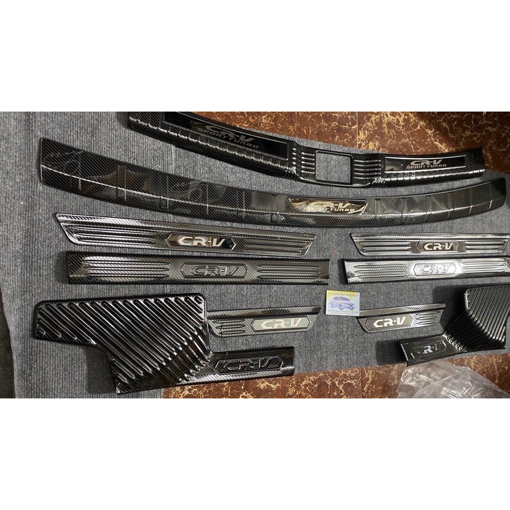 COMBO Ốp bậc cửa, chống trầy cốp, tay nắm, hõm cửa, nắp xăng, gương, nội thất xe CRV 2018-2022 Vân Cacbon cao cấp