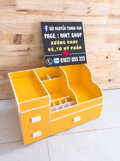 Kệ mỹ phẩm max 35cm màu vàng