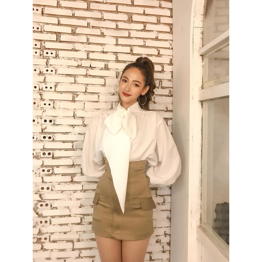 (HÌNH THẬT) Áo Cổ Điển Nơ Cổ (TRẮNG) | BigBuy360 - bigbuy360.vn