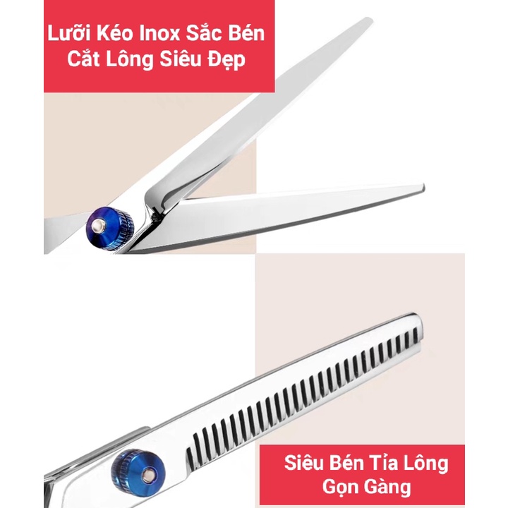 [Hỏa tốc] Bộ Kéo Cắt Tỉa Lông Cho Chó Mèo Thú Cưng - Kéo Cong, Kéo Thẳng, Kéo Tỉa Siêu Bền Siêu Sắc Bén