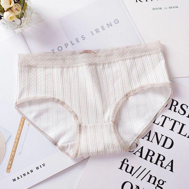 Quần lót quần chíp nữ Cotton siêu đẹp-Quần lót nữ Muji- Quần Lót Nữ Cotton Kẻ Caro Cạp Ren 045 | BigBuy360 - bigbuy360.vn