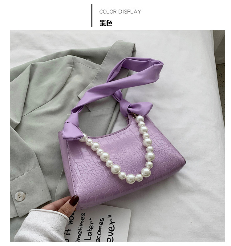 Túi xách đeo vai thiết kế quai xách kiểu chuỗi ngọc trai sang trọng cho nữ