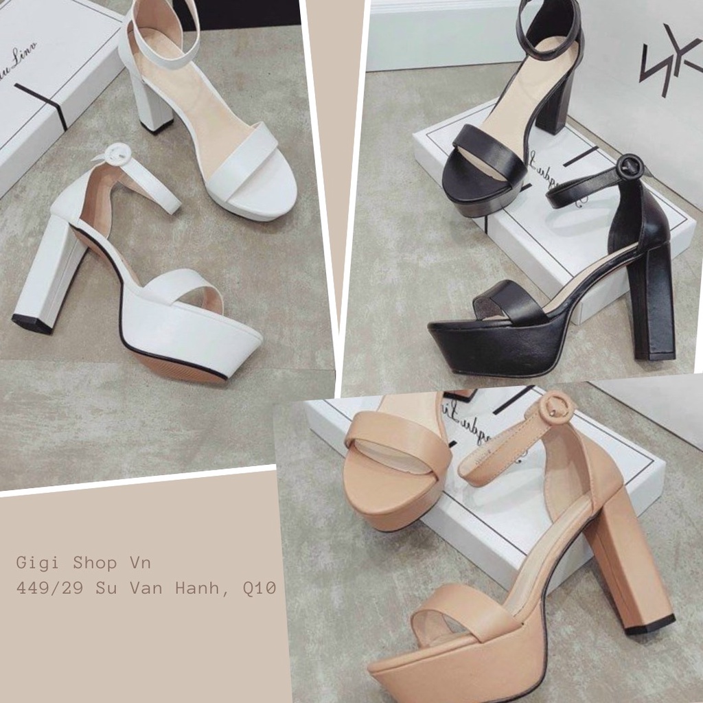 Giày cao gót quai ngang độn đế, đế đúp, độn mũi, Xăng đan nữ 12cm 15cm GIGISHOP S629
