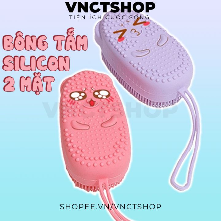Bông tắm bọt biển silicon tạo bọt kỳ ghét cọ chà lưng tẩy tế bào da chết miếng mút 2 mặt lông siêu mềm