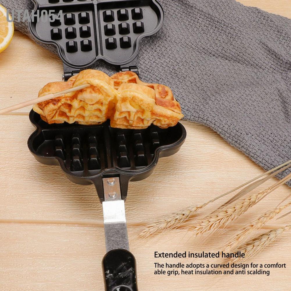 Utah054 Double Sided Waffle Pan Flower Heart Shape Non Stick Making Mold Kitchen Baking Accessory