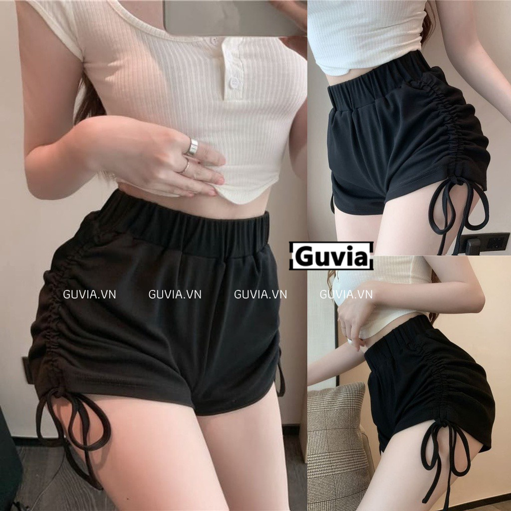 Quần Đùi Nữ DÂY RÚT Cạp Chun Thời Trang, Quần Short Chất Thun Mặc Nhà, Đi Chơi, Đi Tập, Đi Biển Đẹp GUVIA