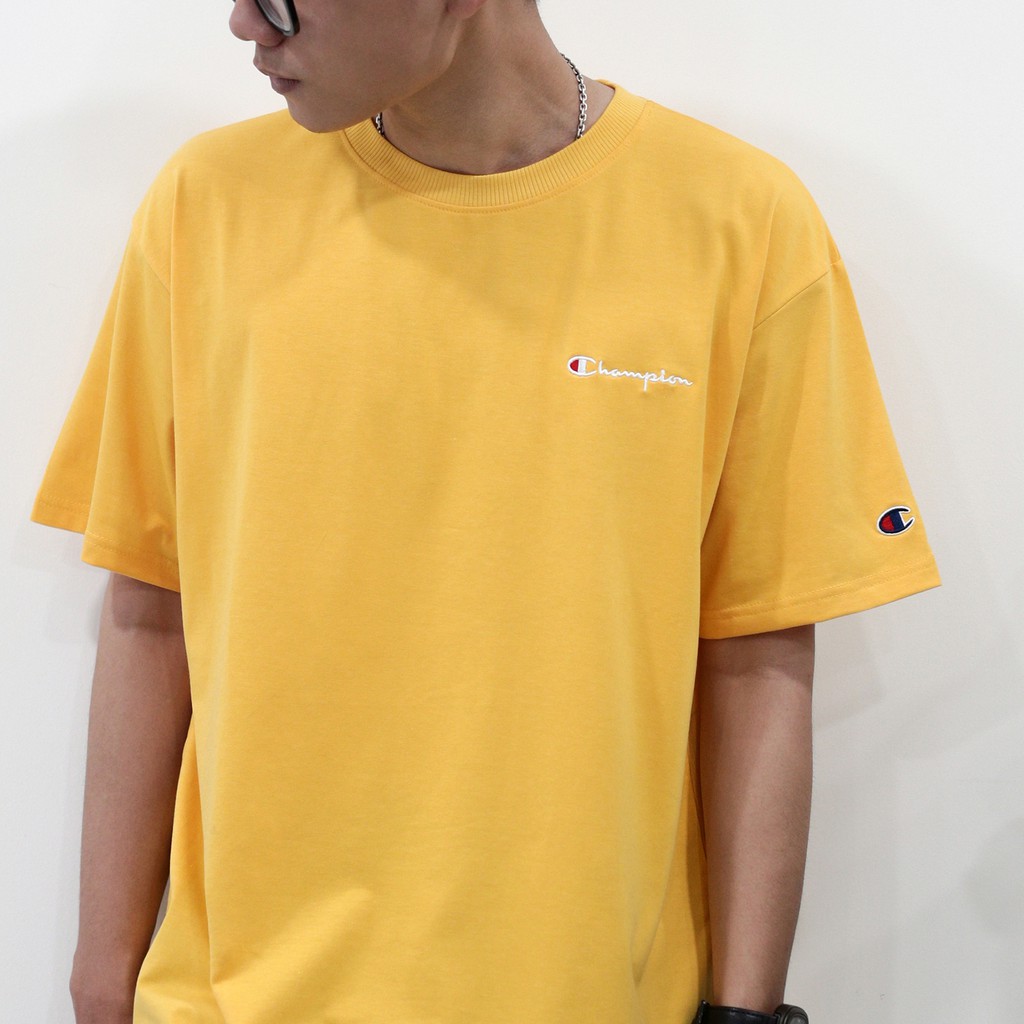 Áo Thun Champion Màu Vàng Chất Liệu Cotton Thoáng Mát