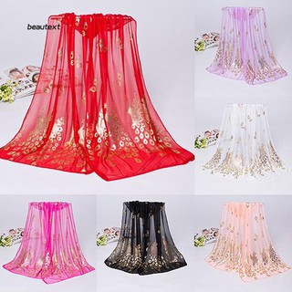 Khăn voan choàng cổ họa tiết hình chim công thời trang