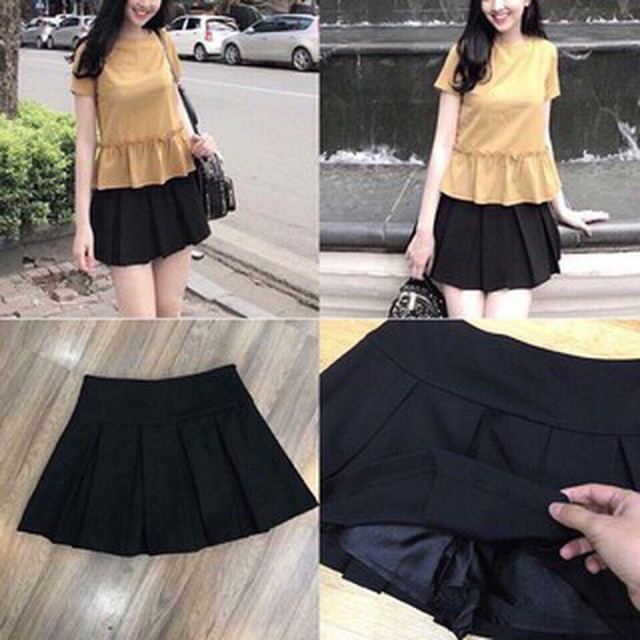 Chân váy xếp ly ngắn có quần trong