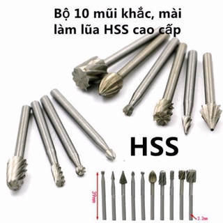 Bộ 10 mũi làm lũa , khắc, mài hss cao cấp
