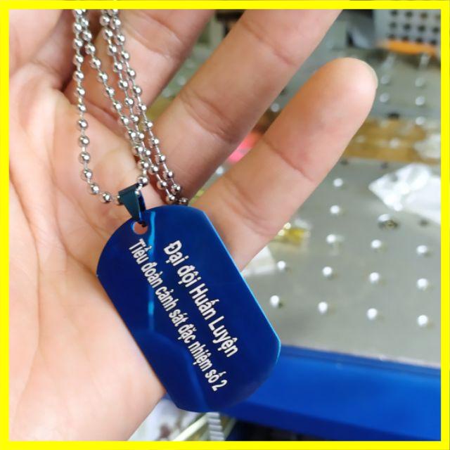 Dây chuyền thẻ bài DOGTAG Xanh khắc tên | QUÀ TẶNG VỎ ĐẠN