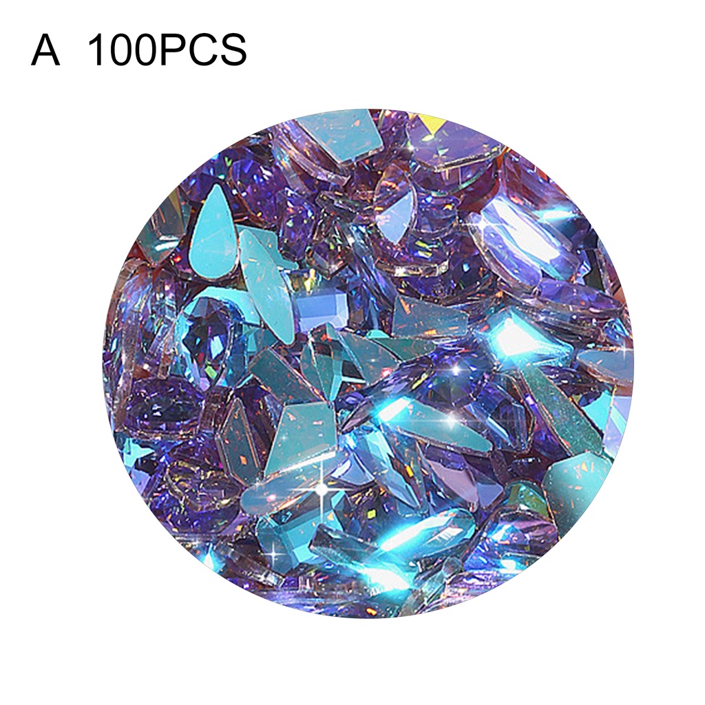 Túi 100 Hạt Đá Zirconia Trang Trí Móng Tay / Lưng Phẳng Không Thời Gian Lâu Trôi